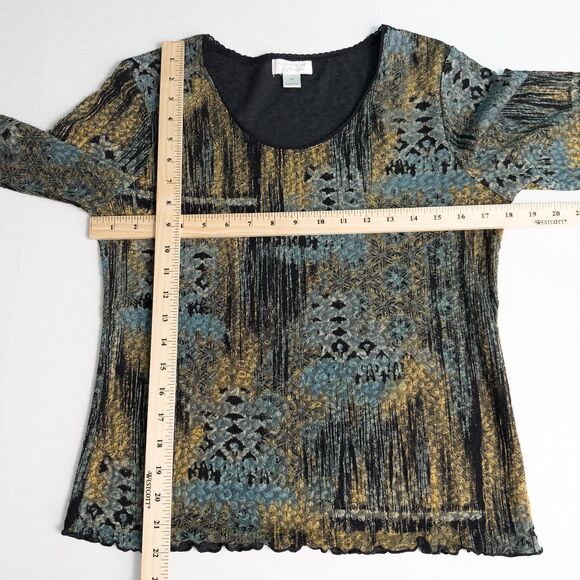 Christopher & Banks 3/4 Sleeve Lettuce Hem Top Womens Medium Artsy Fairy Grunge - Picture 4 of 16